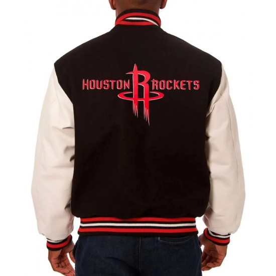 Houston Rockets Black and White Varsity Jacket