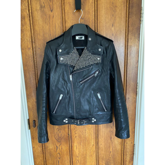 Iconic Saint Laurent Studded Biker Leather Jacket