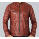 Idaho Mens Brown Leather Moto Jacket