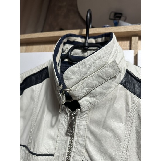Italian Designer Men's Vintage Classic White Leather Jacket
