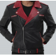 Jimmy Mens Black and Maroon Moto Jacket