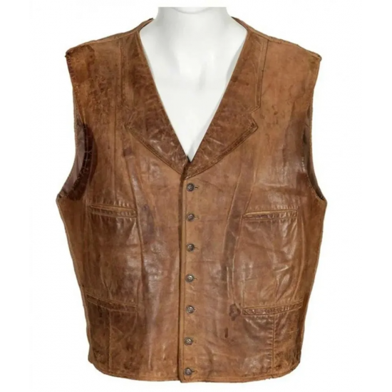 John Wayne Brown Distressed Leather Vest