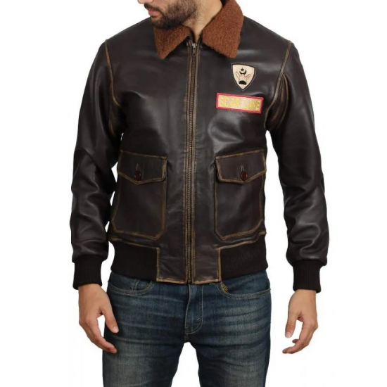 Jumanji 2 Nick Jonas Bomber Leather Jacket