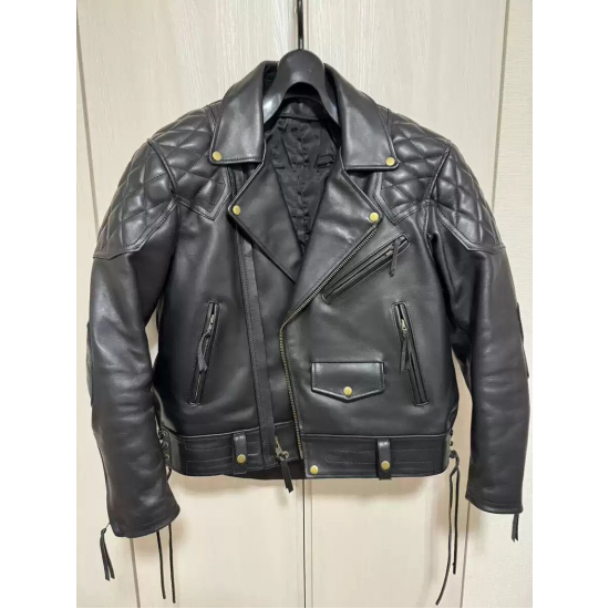 Kadoya Evo Diamond Lattice Cable-Stayed Leather Jacket