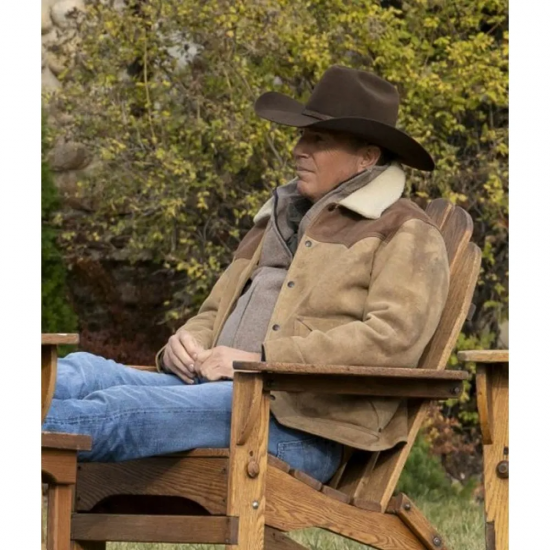 Kevin Costner Yellowstone Shearling Brown Jacket
