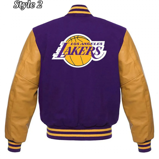 Los Angeles Lakers NBA Purple and Yellow Letterman Jacket