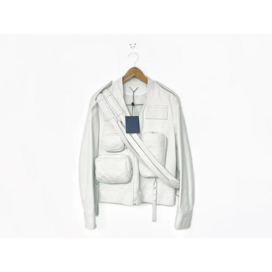 Louis Vuitton × Virgil Abloh Monogram Embossed Utility White Admiral Jacket