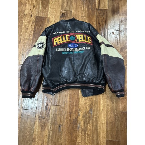 Marc Buchanan Vintage Pelle Pelle Embroidered Athletic 90s Jacket