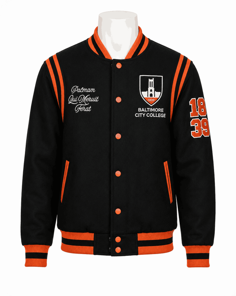 Men's Baltimore City College Black Style Varsity Wool Jacket
