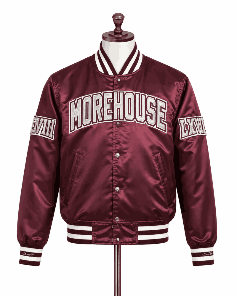 Men's Morehouse College Style Satin Jacket