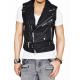 Men's Belted Asymmetrical Zipper Leather Vest