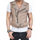 Men's Belted Asymmetrical Zipper Leather Vest