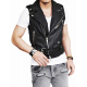 Men's Belted Asymmetrical Zipper Leather Vest