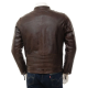 Men's Black And Brown Slimfit Stylish Classic Cafe Racer Tab Collar Leather Biker Jacket