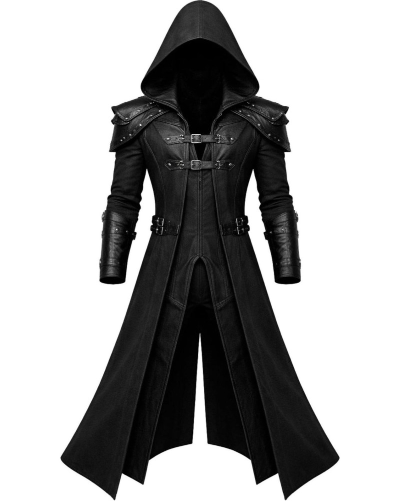 Men's Black Gothic Hooded Long Coat