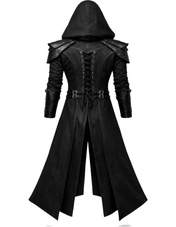 Men's Black Gothic Hooded Long Coat
