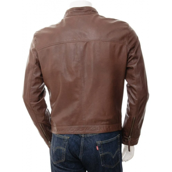 Mens Cafe Racer Leather Motorcycle Jacket