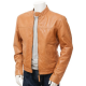 Mens Cafe Racer Leather Motorcycle Jacket