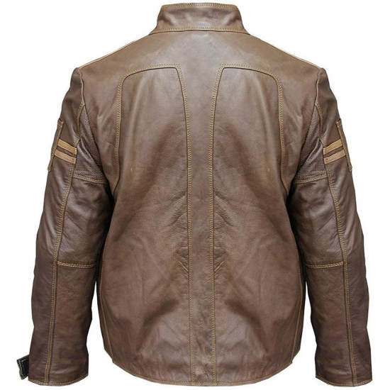Men's Cafe Racer Vintage Brown Leather Motorcycle Jacket