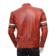 Mens Classic Racing Quilted Real Leather Biker Jacket
