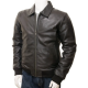 Mens Classic Shirt Collar Leather Bomber Jacket