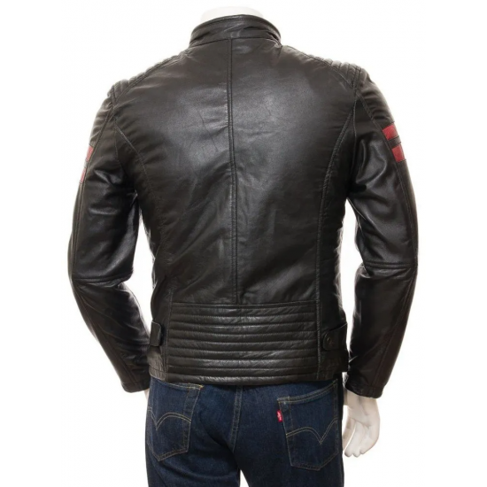 Mens Iconic Cafe Racer Sporty Real Leather Biker Jacket