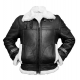 Mens Aviator RAF B3 Sheepskin Fur Shearling Bomber Flying Black Leather Jacket