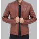 Mens Benjamin Cafe Racer Brown Leather Jacket