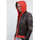 Mens Goku Orange Hood Brown Leather Jacket