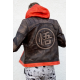 Mens Goku Orange Hood Brown Leather Jacket