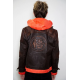 Mens Goku Orange Hood Brown Leather Jacket