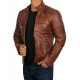 Mens Light Brown Genuine Lambskin Motorcycle Leather Jacket