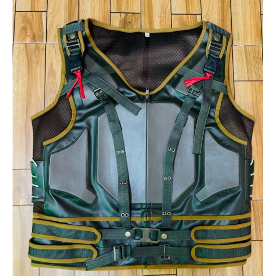 Mens Military Green Bane Leather Vest