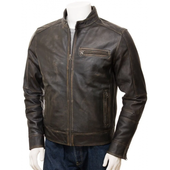 Mens Ultra Cool Soft Real Leather Biker Jacket