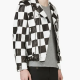 Men’s Biker Asymmetrical Zipper Checkerboard Leather Jacket