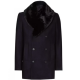 Men’s Blue Peacoat with Faux Fur Trimmed