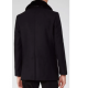 Men’s Blue Peacoat with Faux Fur Trimmed