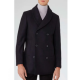 Men’s Blue Peacoat with Faux Fur Trimmed