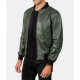 Men’s Bomber Casual Green Leather Jacket
