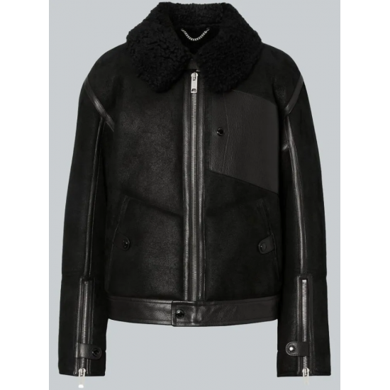 Men’s Jet Black Shearling Leather Jacket