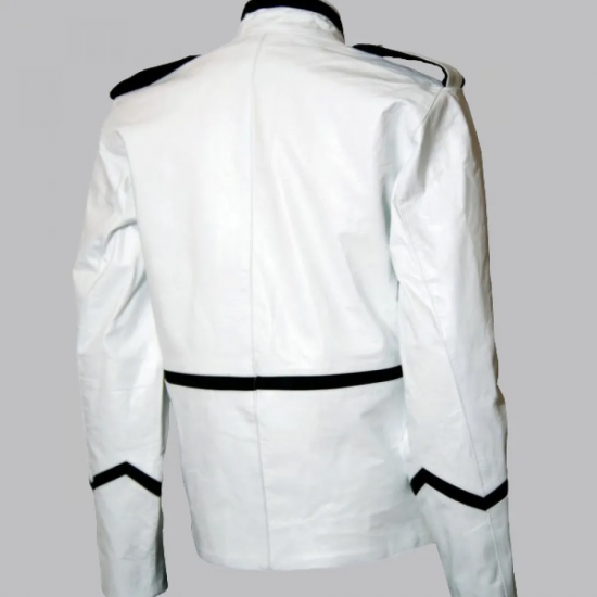 Military Style Men White Motorcycle Jacket