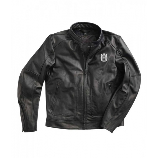 Motorcycle Husqvarna Black Leather Jacket