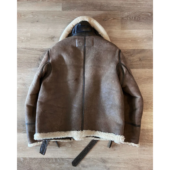 Mynarski Lancaster Vintage Shearling Aviator Brown Leather Jacket Men