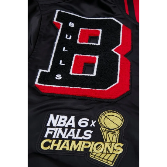 NBA Black Chicago Bulls Satin Jacket