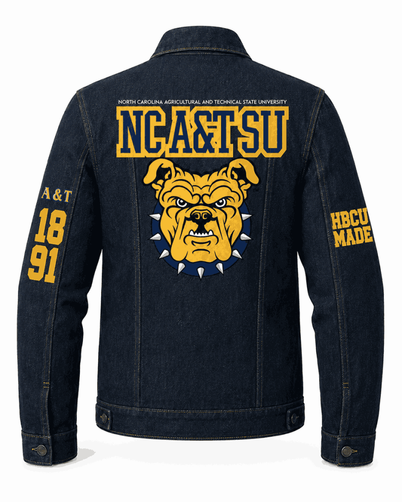 North Carolina A&T State University Style Dark Navy Denim Jacket