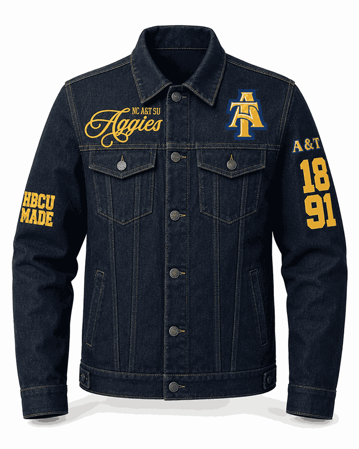 North Carolina A&T State University Style Dark Navy Denim Jacket