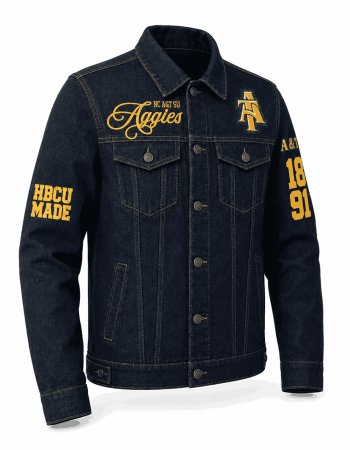 North Carolina A&T State University Style Dark Navy Denim Jacket