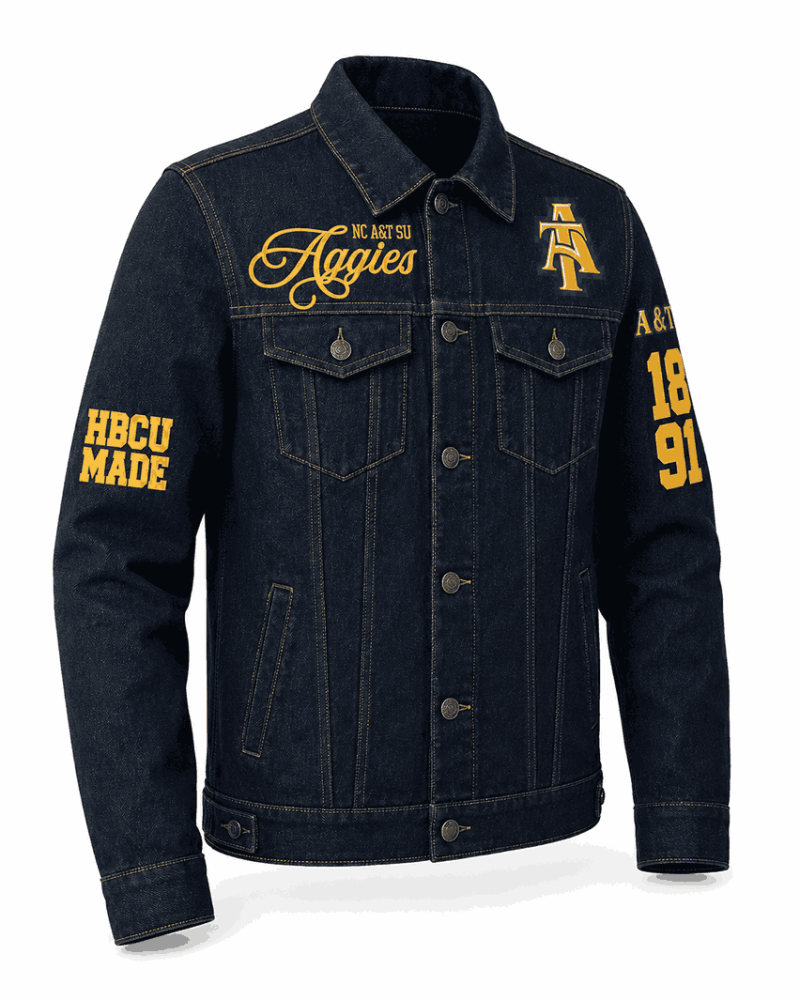 North Carolina A&T State University Style Dark Navy Denim Jacket