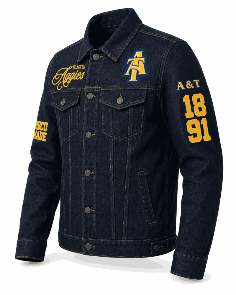 North Carolina A&T State University Style Dark Navy Denim Jacket