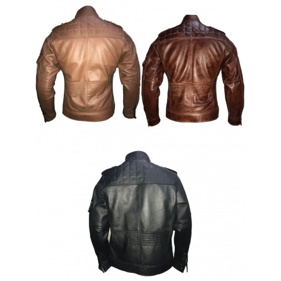 NEW Men's Cafe Racer Slim Fit Biker Vintage Motorcycle Leather Jacket
